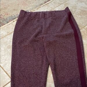 Sparkle Maroon Tuxedo Stripe Knit Pants